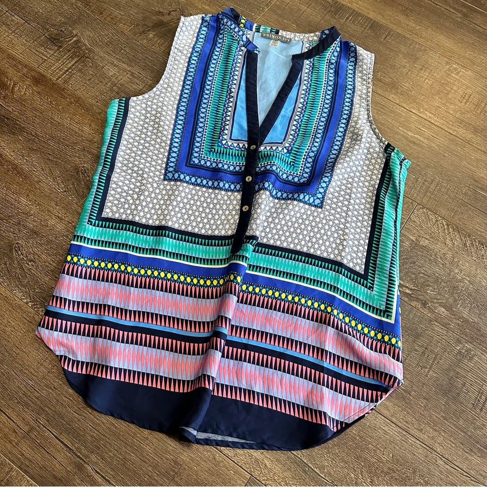Brixon Ivy Size Medium Women’s Sleeveless Blouse Vneck Half Button Down Top